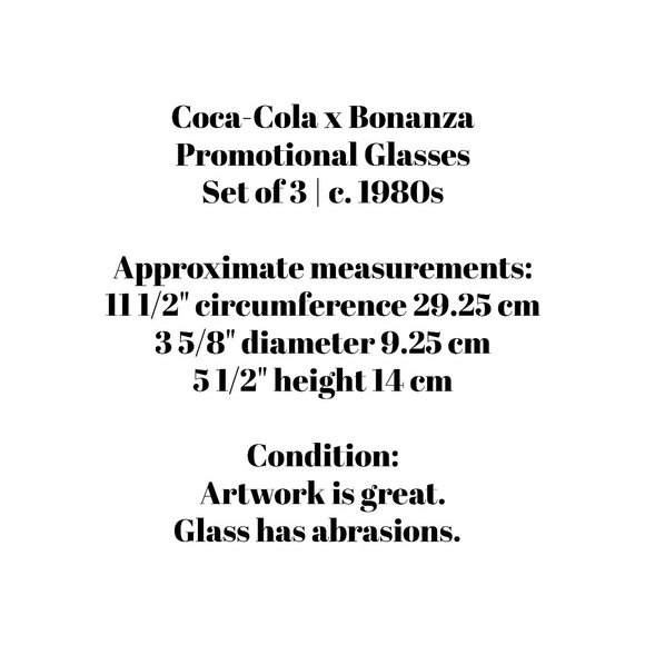 Vintage Gibson Girl 80s Reproduction Coca Cola x Bonanza Promotional Glasses x 3 - Picture 11 of 11